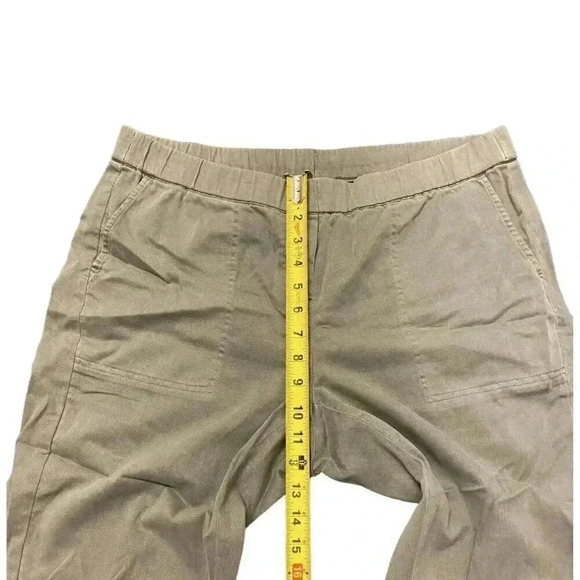 J Jill Pull On Pants Women’s Size Medium Petite Green Crop Pockets Cotton Tencel - Picture 5 of 8
